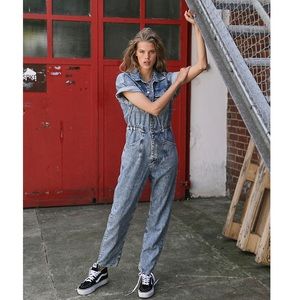 Free people denim jumpsuit Marci in powder blue
